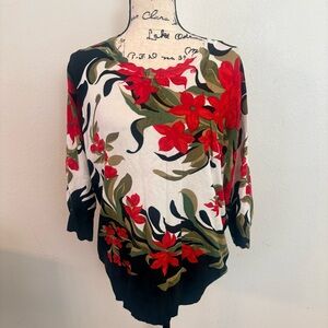 Vibrant Floral Blouse - Red and Green